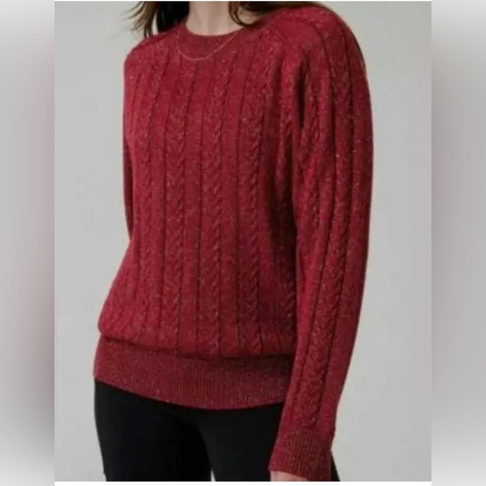 Athleta Merino extra fine wool blend Crossroads Crew Sweater Red Women's Size S